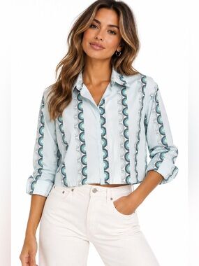 Ben Sherman Upcycled Cropped Button Down Shirt Women’s XL Retro Mod Y2K